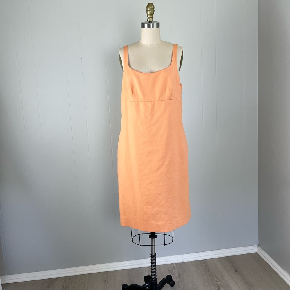 Y2K J Crew Peach Scoop Neck Mini Dress Size‎ 12 Lined Sleeveless 2000s Preppy
